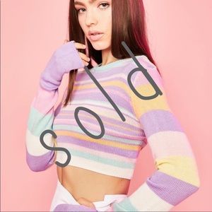 NWT! 🍭sugar thrillz pastel cropped sweater w/ thumb holes